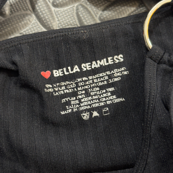 Bella Seamless Tank Top Women's M/Large Black Stretched Cropped Ribbed Classic - Picture 4 of 6